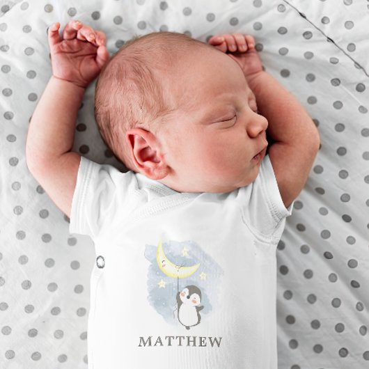 Penguin Moon Waterverf Baby Bodysuit