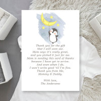 Penguin Moon Waterverf Baby shower Hartelijk dank