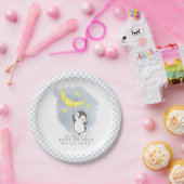 Penguin Moon Waterverf Baby shower Papieren Bordje (Feest)