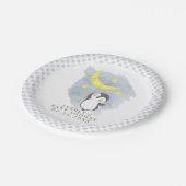 Penguin Moon Waterverf Baby shower Papieren Bordje (Gekanteld)