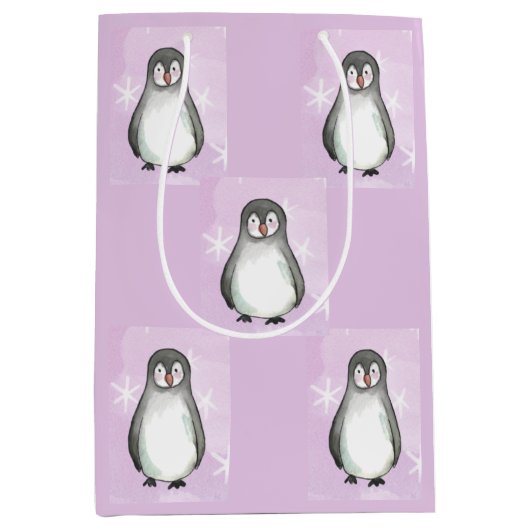 Penguin motief medium cadeauzakje (Voorkant)