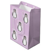 Penguin motief medium cadeauzakje (Achterkant Gekanteld)