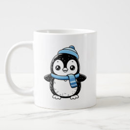 Penguin Mug Cute Winter  | Penguin with Hat and Sc Grote Koffiekop
