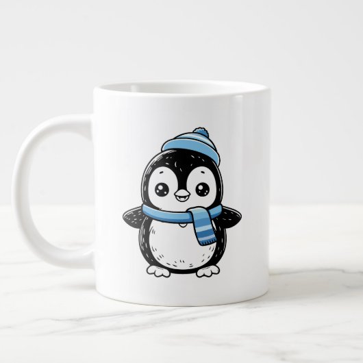 Penguin Mug Cute Winter  | Penguin with Hat and Sc Grote Koffiekop (Links)