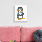 Penguin Music-hoofdtelefoon Canvas Afdruk (Insitu (Woonkamer))