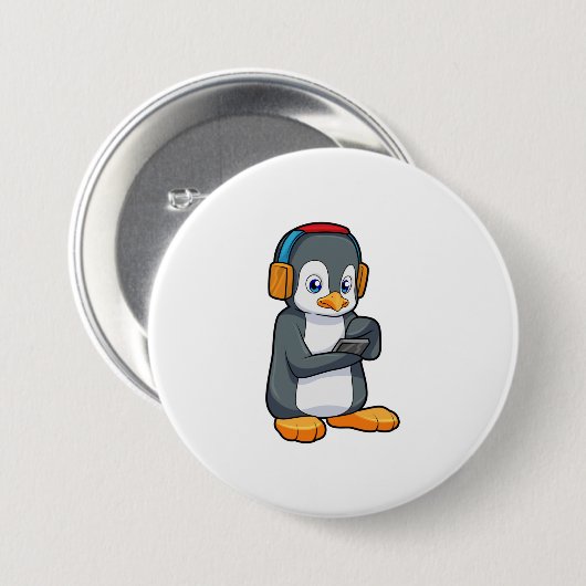 Penguin Music-hoofdtelefoon Ronde Button 7,6 Cm (Voorkant /achterkant)
