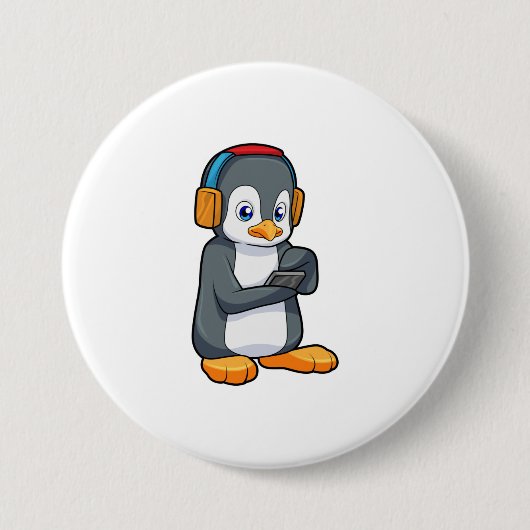 Penguin Music-hoofdtelefoon Ronde Button 7,6 Cm (Voorkant)