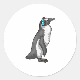 Penguin Music-hoofdtelefoon Ronde Sticker