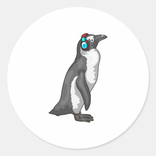 Penguin Music-hoofdtelefoon Ronde Sticker (Voorkant)
