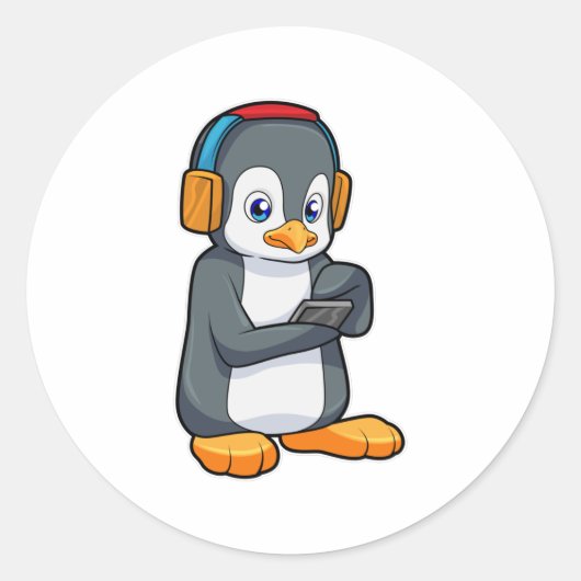 Penguin Music-hoofdtelefoon Ronde Sticker (Voorkant)