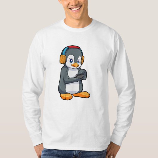 Penguin Music-hoofdtelefoon T-shirt (Voorkant)