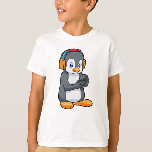 Penguin Music-hoofdtelefoon T-shirt (Voorkant)
