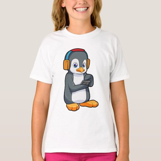 Penguin Music-hoofdtelefoon T-shirt (Voorkant)