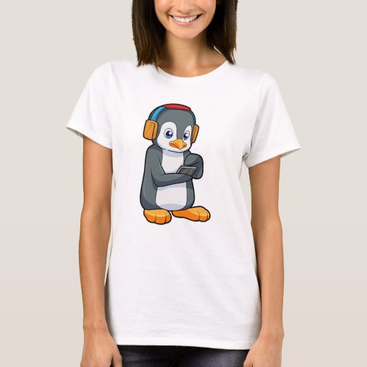 Penguin Music-hoofdtelefoon T-shirt (Voorkant)