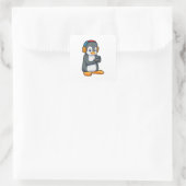 Penguin Music-hoofdtelefoon Vierkante Sticker (Tas)