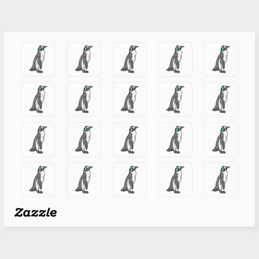Penguin Music-hoofdtelefoon Vierkante Sticker (Vel)