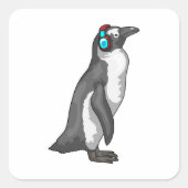 Penguin Music-hoofdtelefoon Vierkante Sticker (Voorkant)