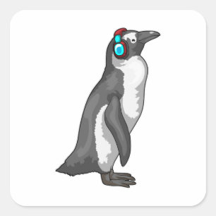 Penguin Music-hoofdtelefoon Vierkante Sticker