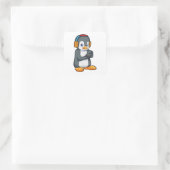 Penguin Music-hoofdtelefoon Vierkante Sticker (Tas)