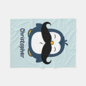 Penguin Mustache Trend Blue op persoonlijke titel Fleece Deken (Voorkant (Horizontaal))