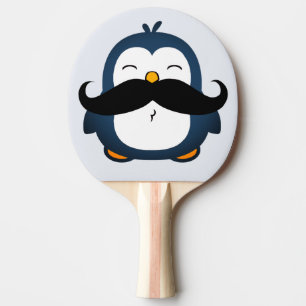 Penguin Mustache Trend Blue Tafeltennisbatje