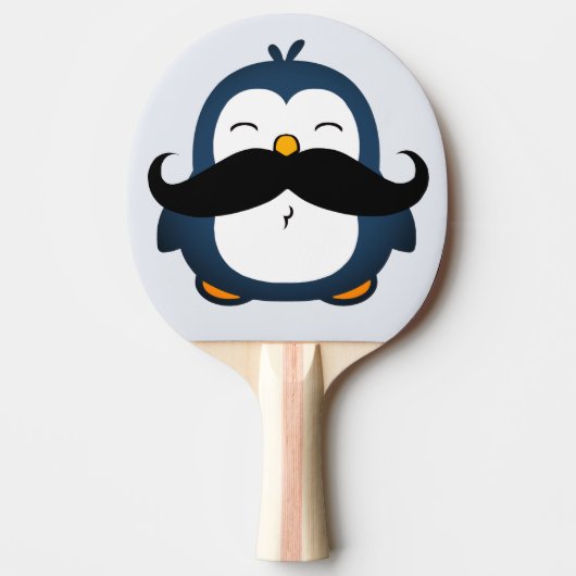 Penguin Mustache Trend Blue Tafeltennisbatje (Voorkant)
