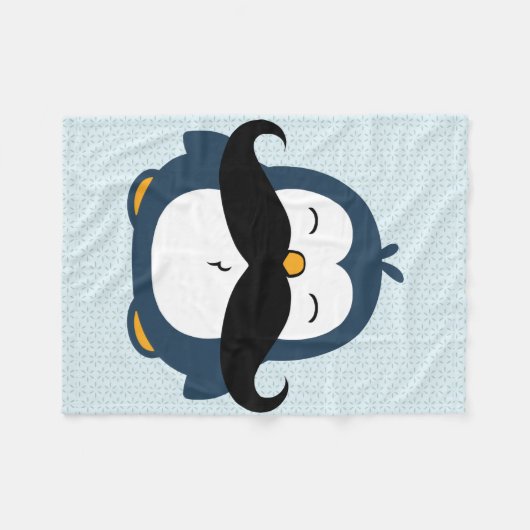 Penguin Mustache Trend Fleece Deken (Voorkant (Horizontaal))