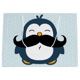 Penguin Mustache Trend Large Cadeautasje