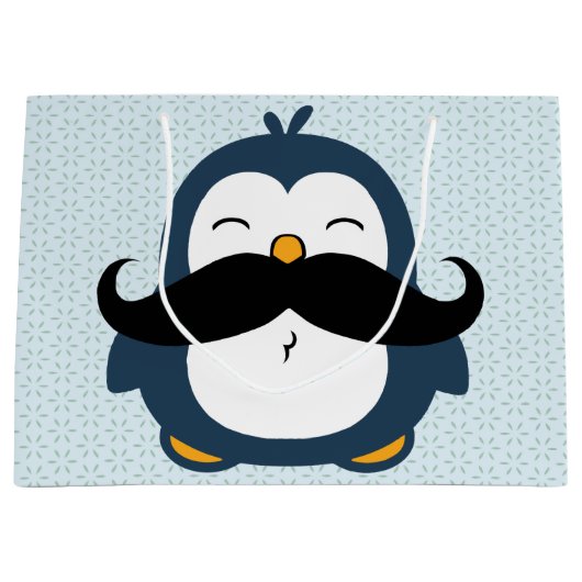Penguin Mustache Trend Large Cadeautasje (Voorkant)