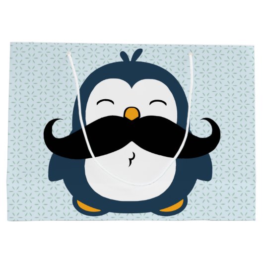 Penguin Mustache Trend Large Cadeautasje (Achterkant)