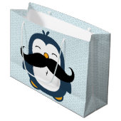 Penguin Mustache Trend Large Cadeautasje (Voorkant Gekanteld)