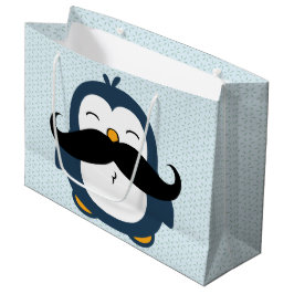 Penguin Mustache Trend Large Cadeautasje
