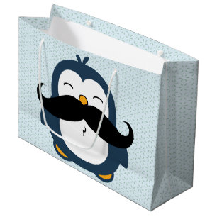 Penguin Mustache Trend Large Cadeautasje