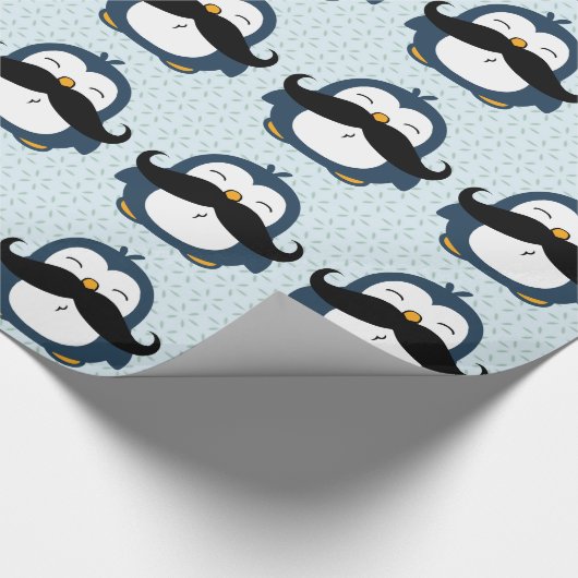 Penguin Mustache Trend Pattern Cadeaupapier (Hoek)