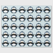 Penguin Mustache Trend Pattern Cadeaupapier (Vlak)
