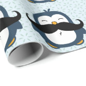 Penguin Mustache Trend Pattern Cadeaupapier (Rol Hoek)