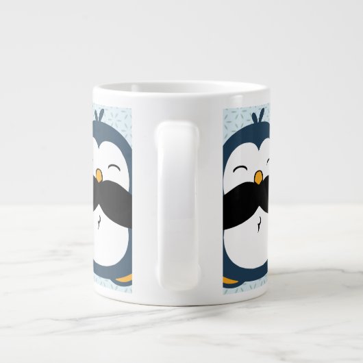 Penguin Mustache Trend Pattern Grote Koffiekop (Achterkant)