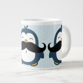 Penguin Mustache Trend Pattern Grote Koffiekop (Voorkant rechts)