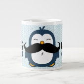 Penguin Mustache Trend Pattern Grote Koffiekop (Voorkant)
