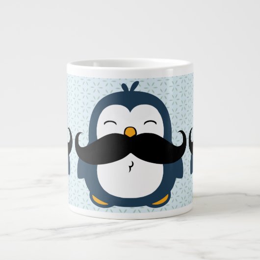 Penguin Mustache Trend Pattern Grote Koffiekop (Voorkant)