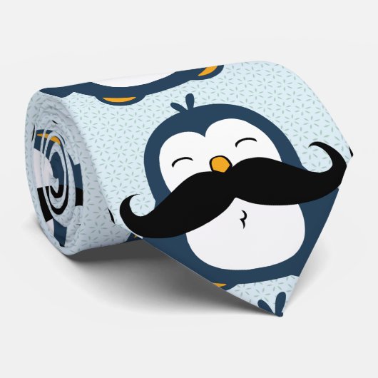 Penguin Mustache Trend Pattern Stropdas (Opgerold)