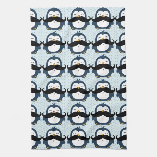 Penguin Mustache Trend Pattern Theedoek (Verticaal)