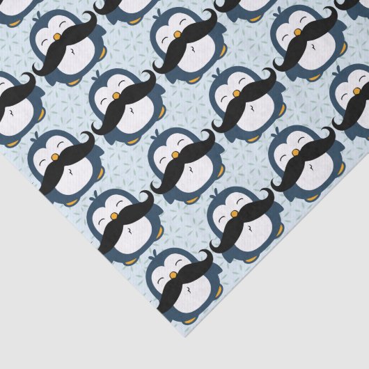 Penguin Mustache Trend Pattern Tissuepapier (Detail)