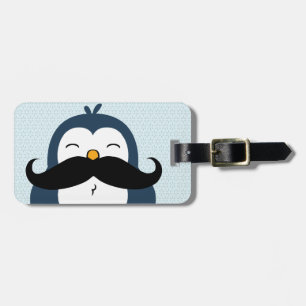 Penguin Mustache Trend Personalized Bagagelabel