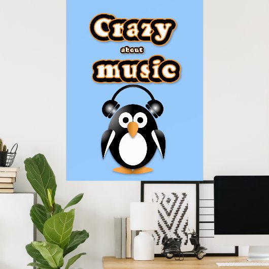 Penguin-muziekfan Poster (Thuiskantoor)