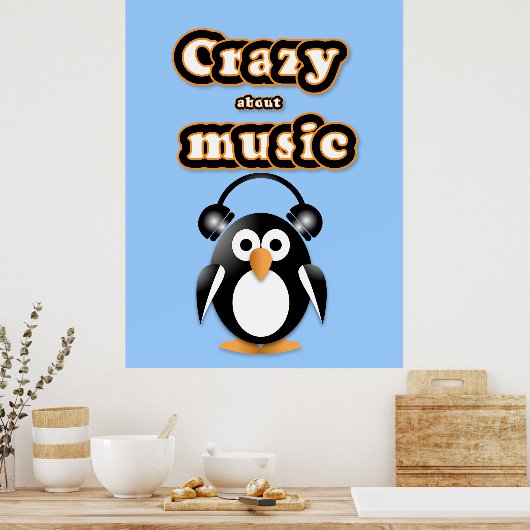 Penguin-muziekfan Poster (Keuken)
