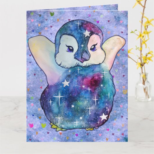 Penguin named Button Kaart (Gele Bloem)