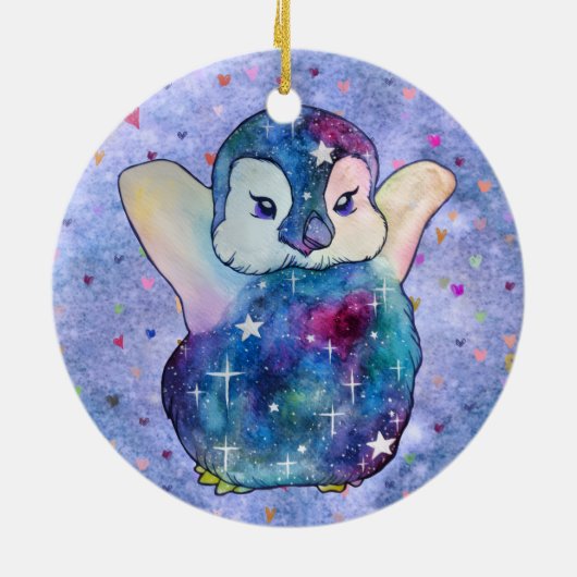 Penguin named Button Keramisch Ornament (Achterkant)