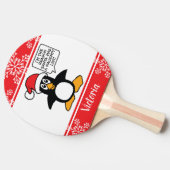 Penguin Naughty List - Gepersonaliseerd kerstfeest Tafeltennisbatje (Zijkant)