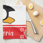 Penguin Naughty List - Gepersonaliseerd kerstfeest Theedoek (Quarter Fold)